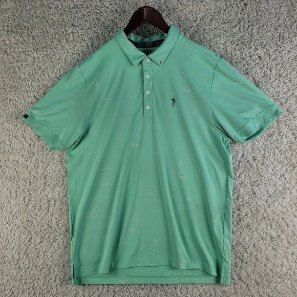 William Murray Golf Polo Shirt Men's Large Green Sailboat Geometric Performance - Picture 10 of 11